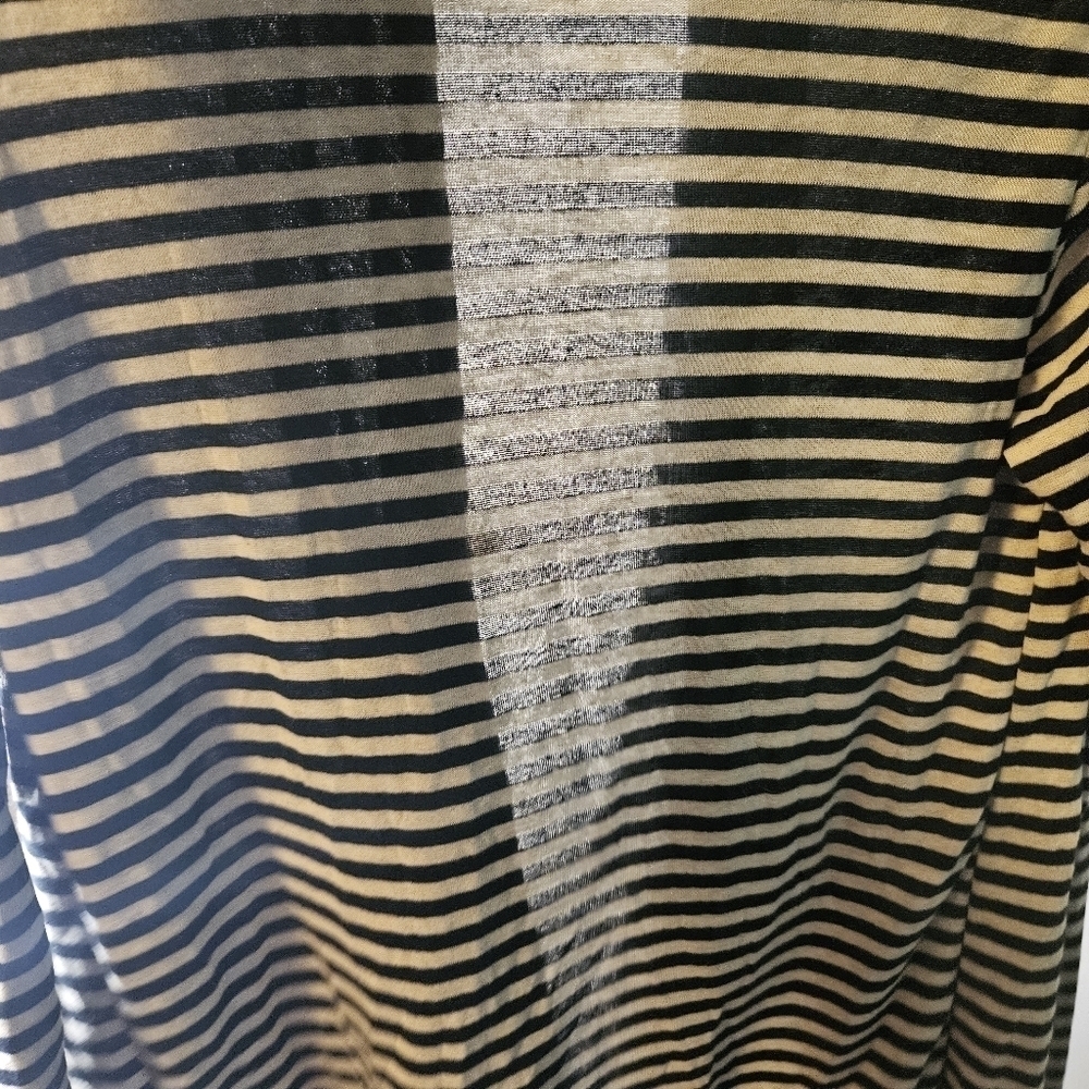 Hanger 55 Women's Size Large Open Cardigan Striped Black & White - Picture 10 of 11